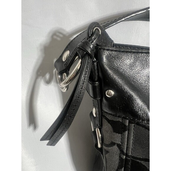 Coach Signature Shoulder Bag-Black and Dark Gray - Picture 4 of 15